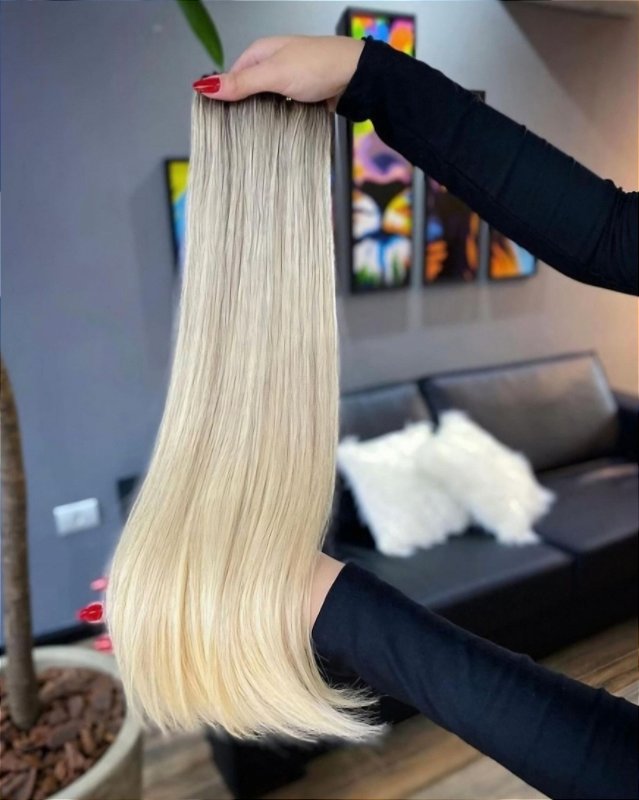 Cabelo Brasileiro do Sul Loiro Pérola Liso 100g – foto 2