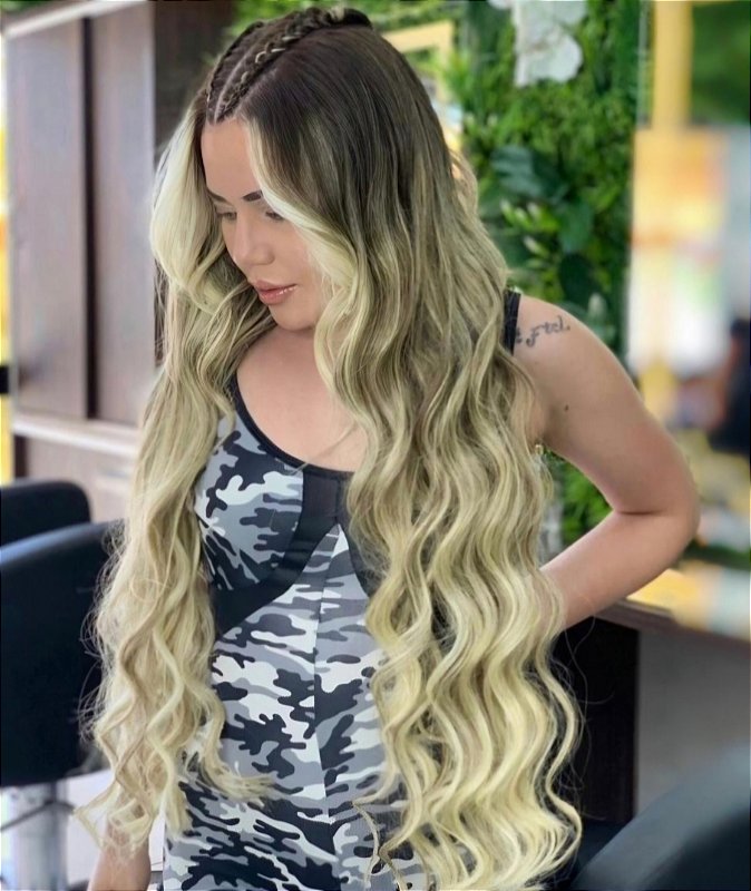 Cabelo Brasileiro do Sul Loiro Pérola Ondulado 100g – foto 4