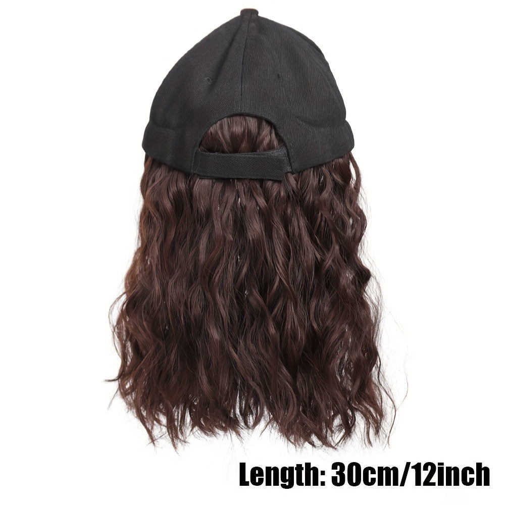 Peruca Boné Estilo Baseball com Cabelo Cacheado 30 centimentros