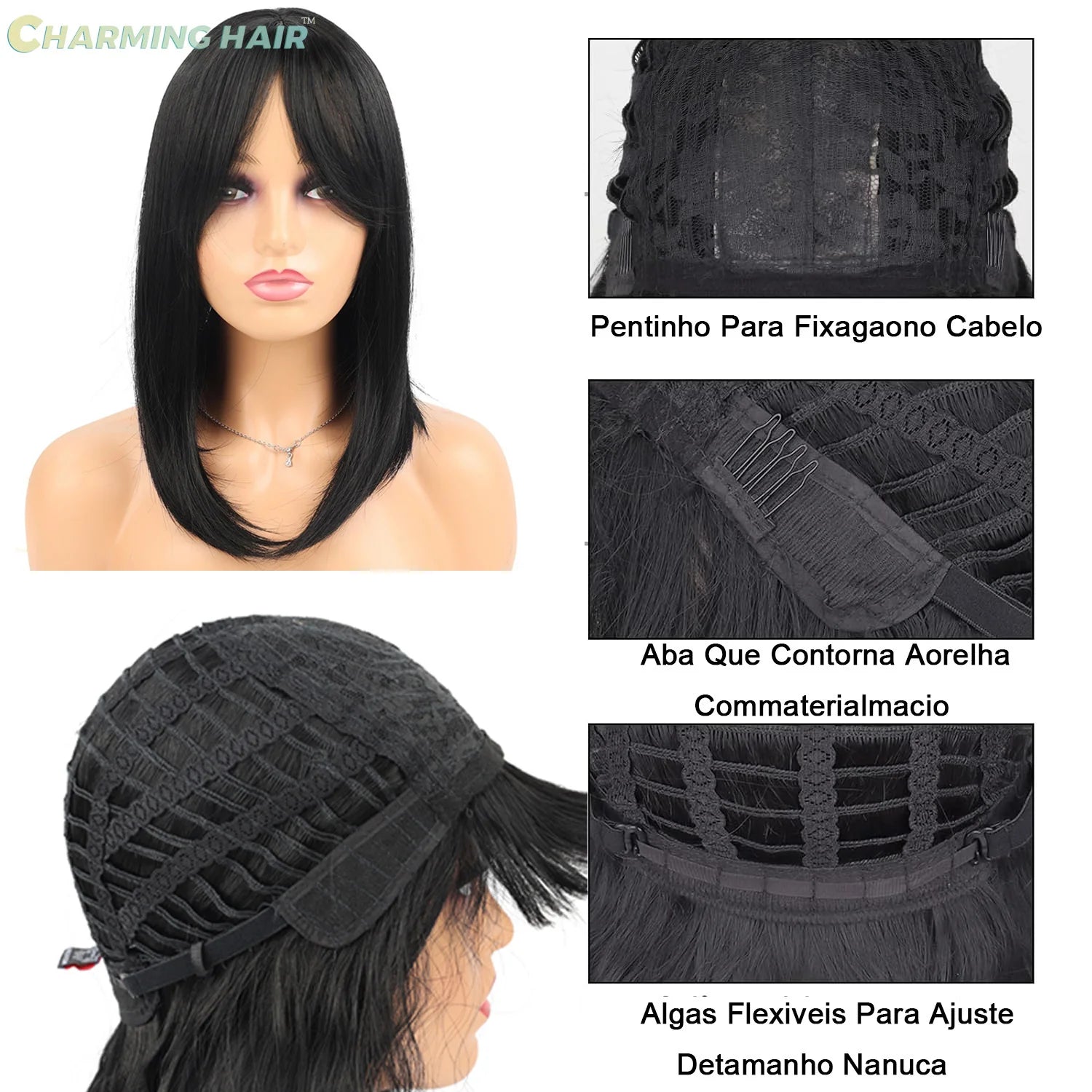 eruca Riana Moda 50cm Liso em Camadas Fibra Orgânica