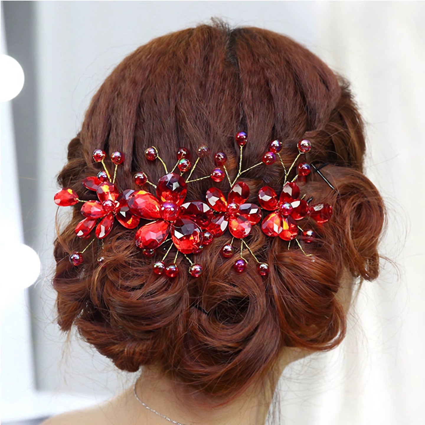 Cordão de Cabelo Ornamental para Noivas – Enfeite com Contas para Casamento e Palco