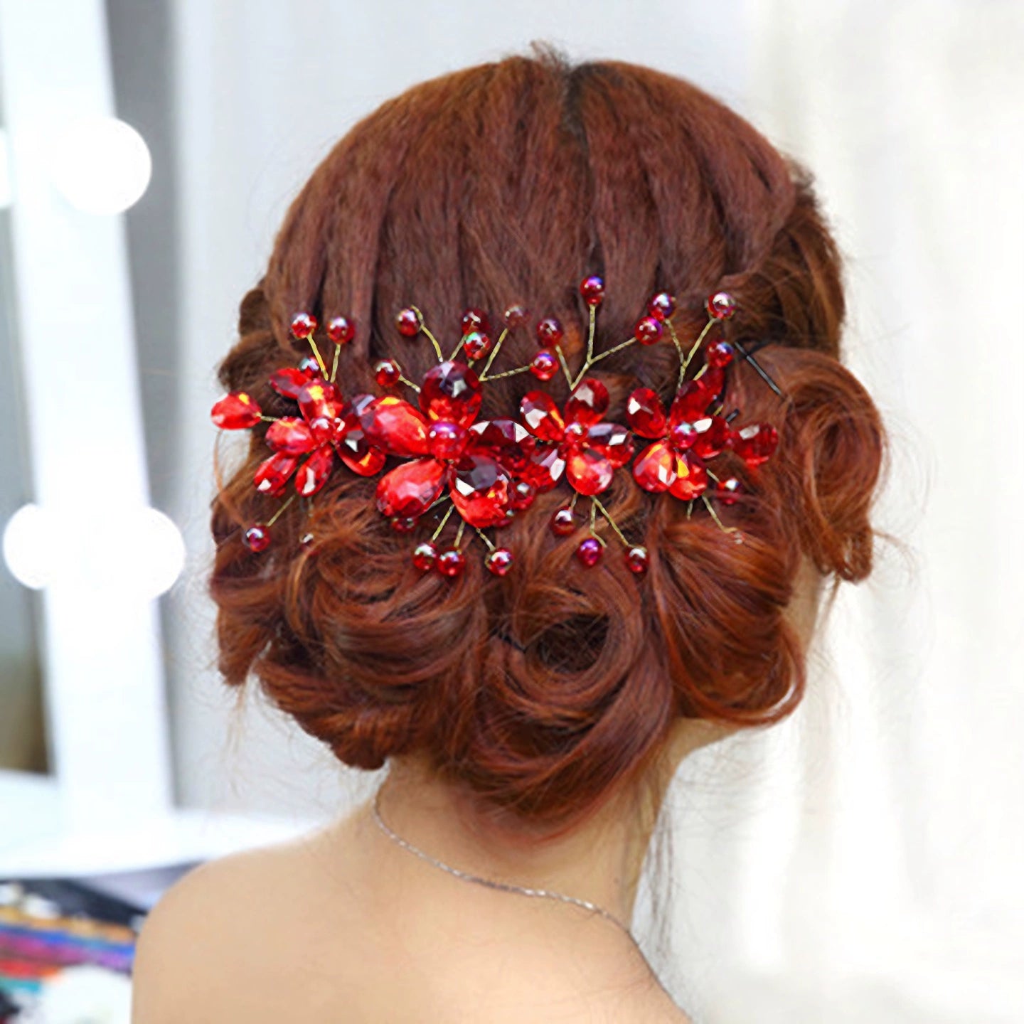 Cordão de Cabelo Ornamental para Noivas – Enfeite com Contas para Casamento e Palco