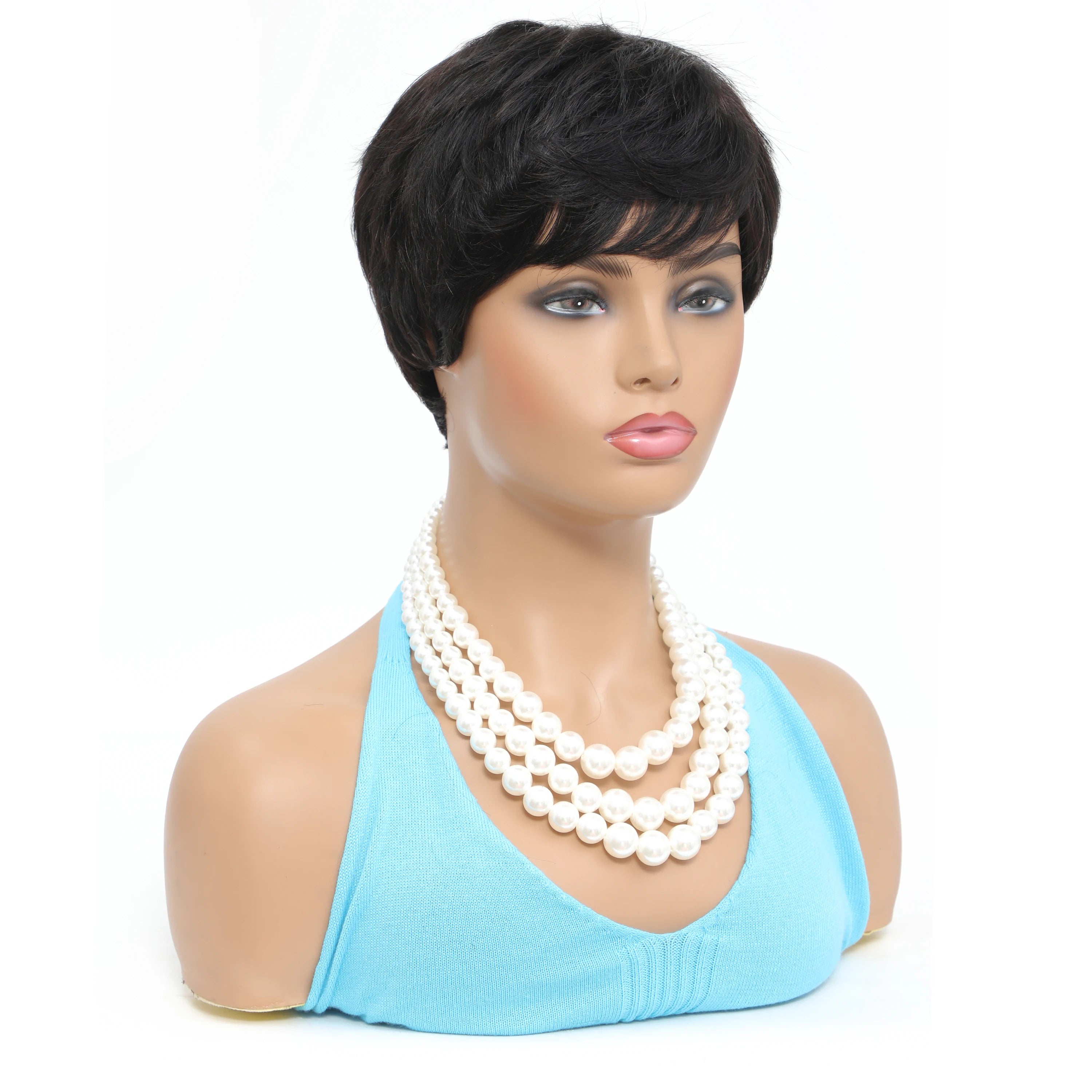 Lace Peruca Pixie Cut para Mulheres - Cabelo Humano 9A, Curta com Franja