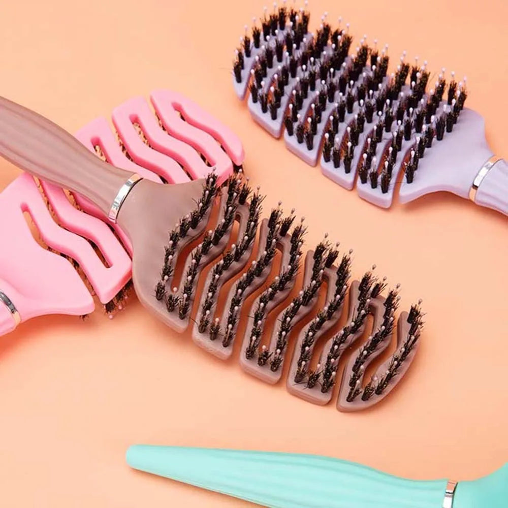 Escova de Massagem Capilar Profissional | Anti-Frizz | Para Cabelos Molhados e Cacheados | Uso Diário e Salão