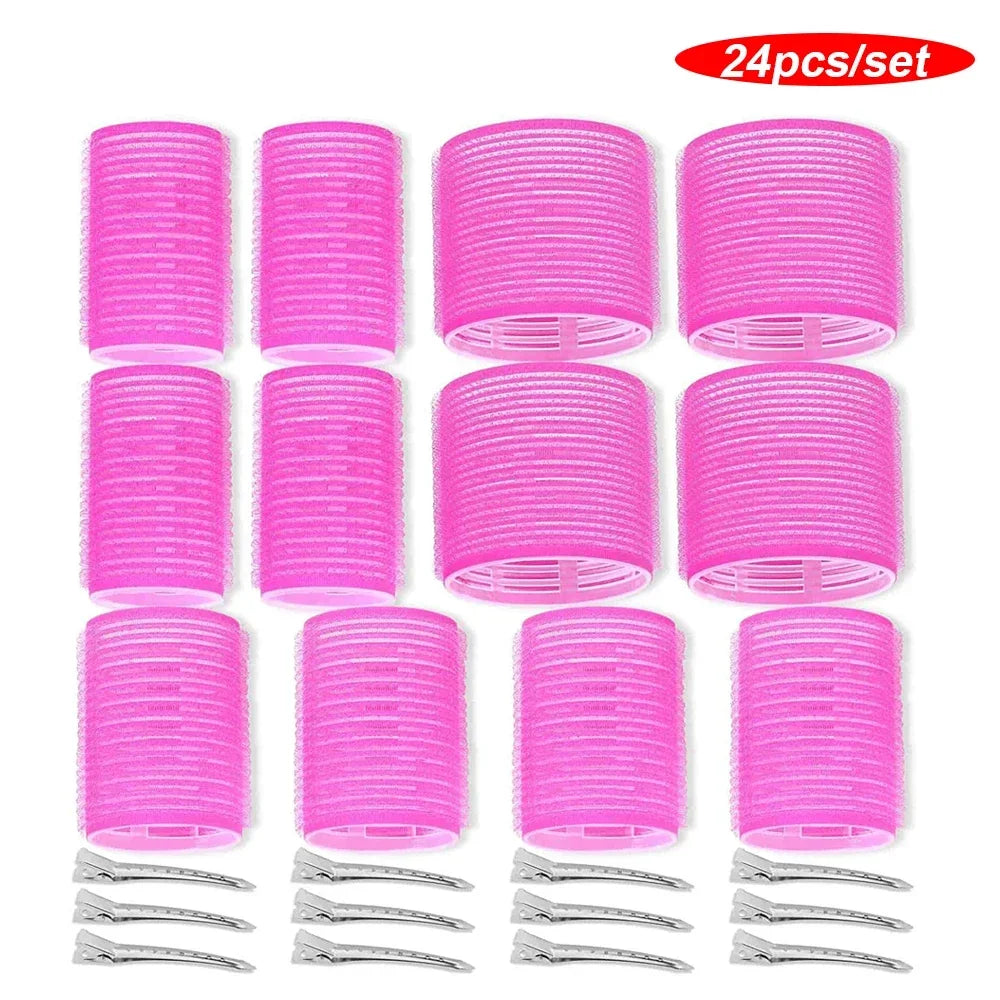 Kit Magic Curlers – 16 ou 24 Unidades Bobes Autoadesivos Sem Calor | Ondas Naturais | Volume na Franja | Estilo DIY Fácil