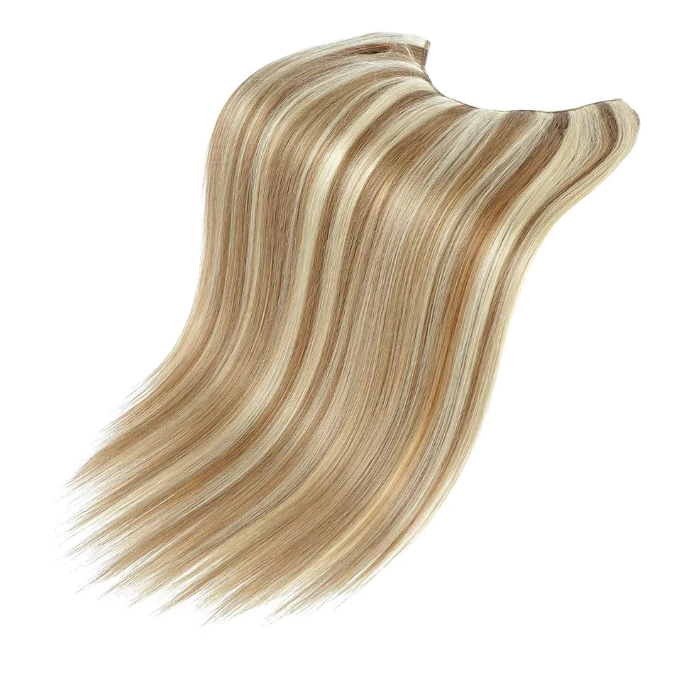 Mega Hair Clip In Loiro com Mechas - 100% Cabelo Humano