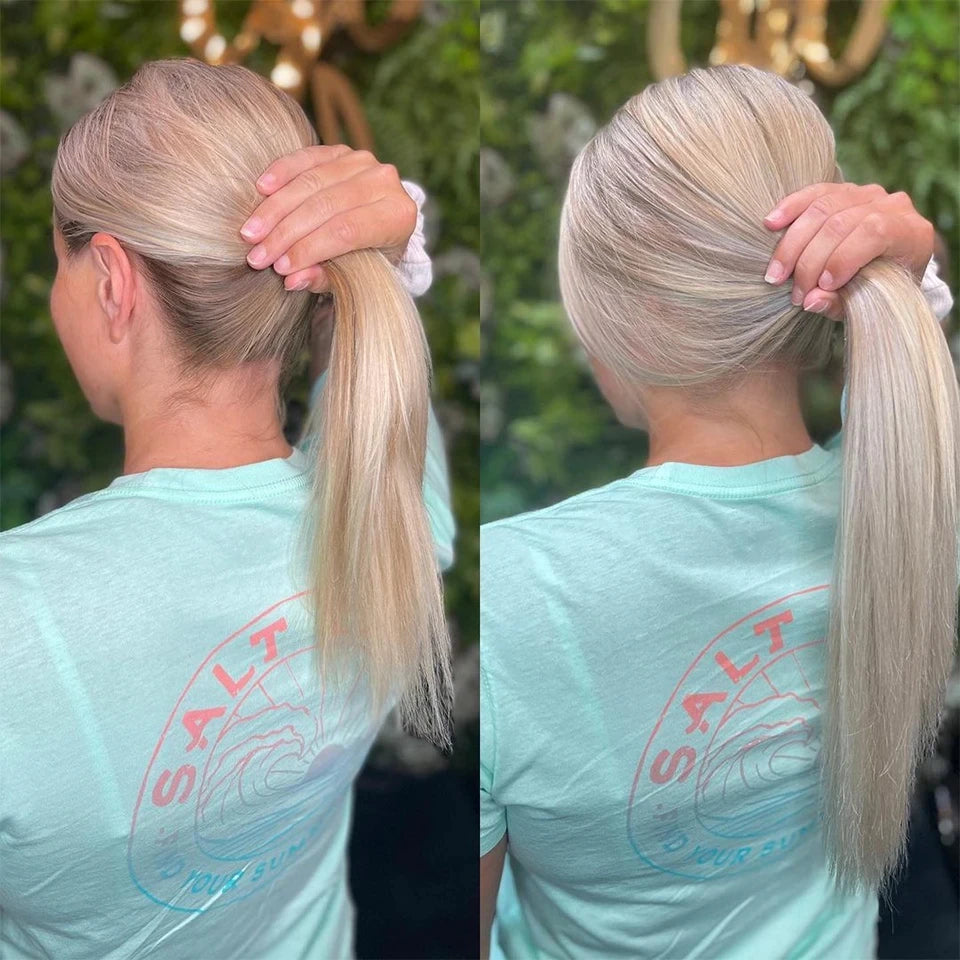 Mega Hair Clip In Loiro com Mechas - 100% Cabelo Humano