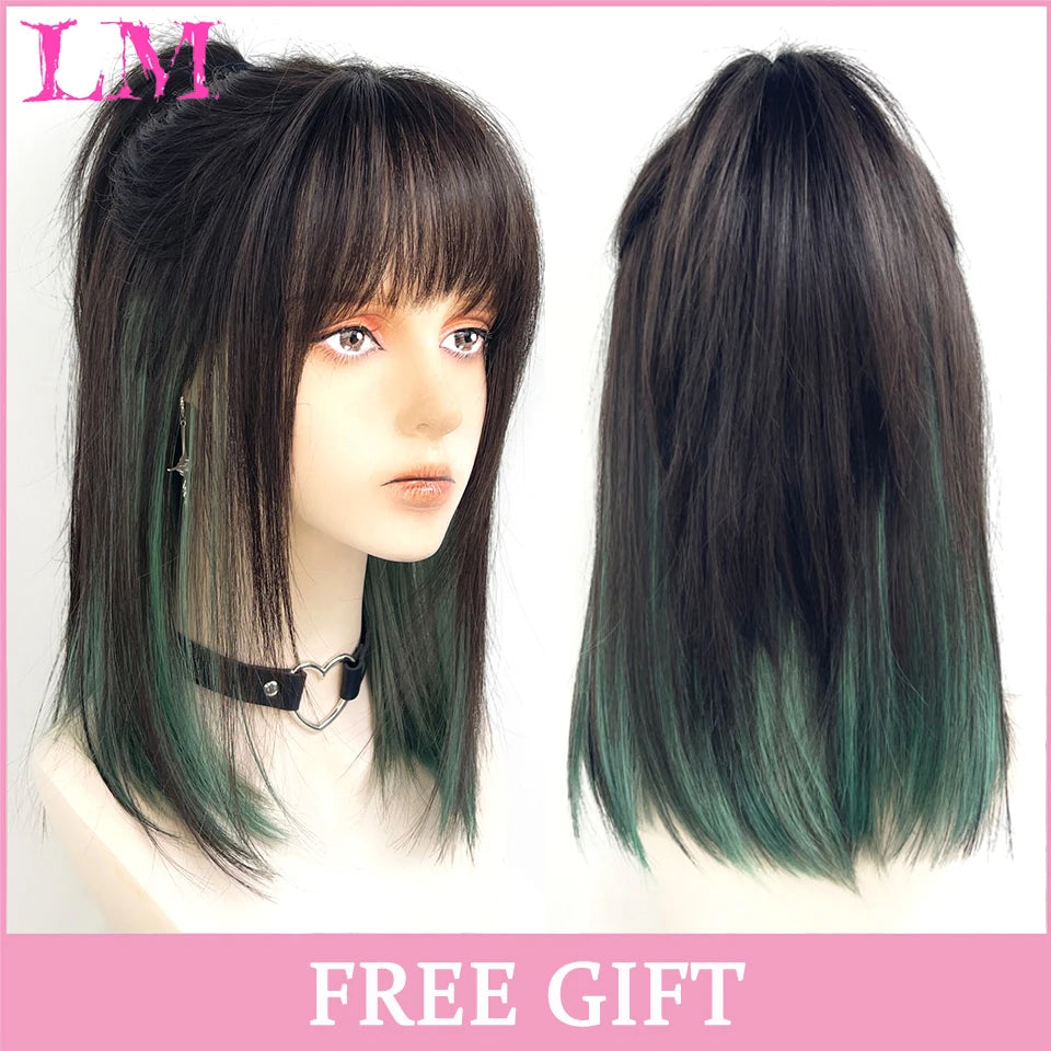 Peruca Rosa Cosplay com Franja 60cm Lisa | Polly Hair