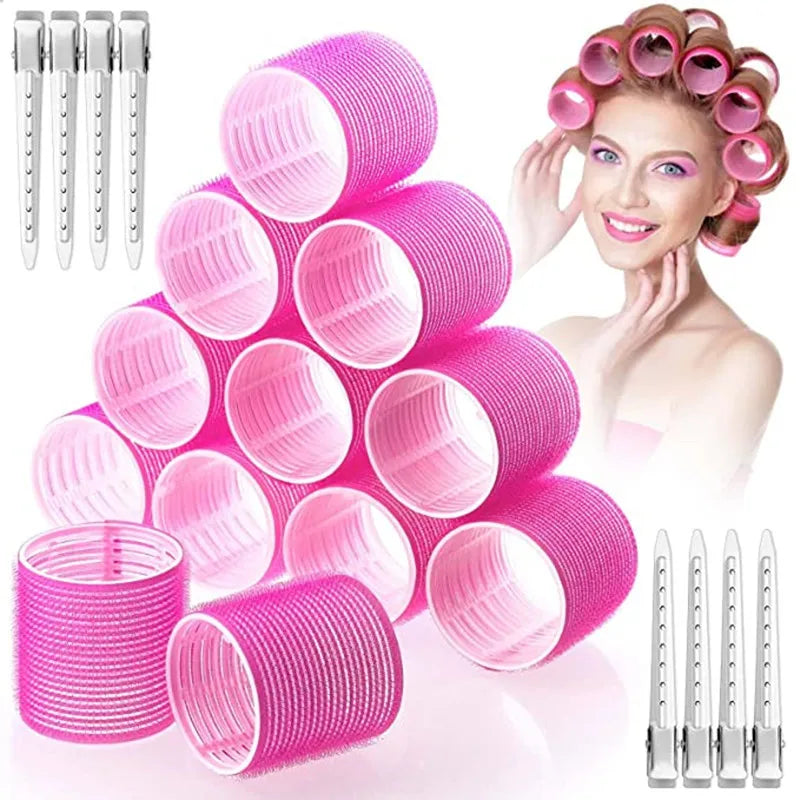 Kit Magic Curlers – 16 ou 24 Unidades Bobes Autoadesivos Sem Calor | Ondas Naturais | Volume na Franja | Estilo DIY Fácil