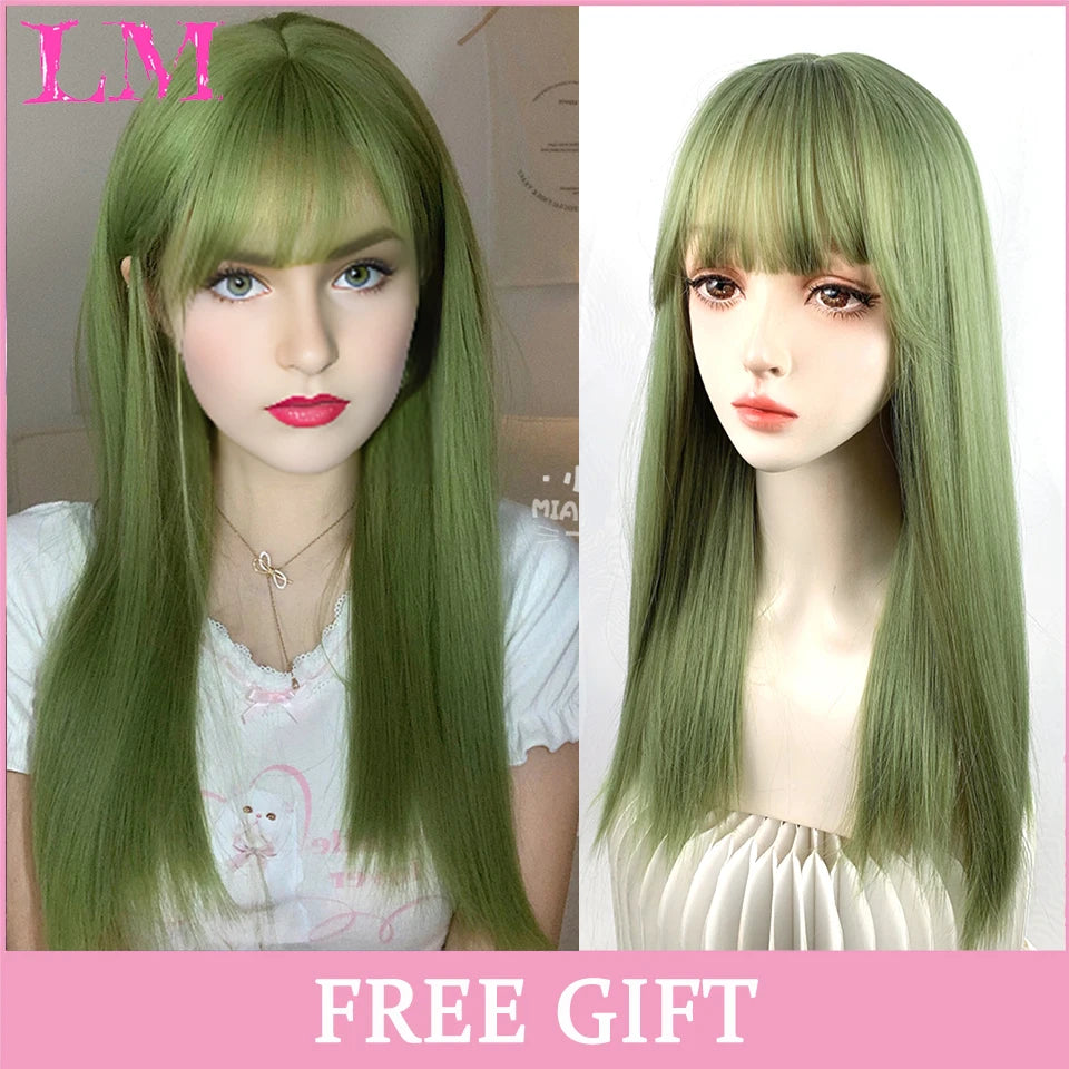 Peruca Rosa Cosplay com Franja 60cm Lisa | Polly Hair