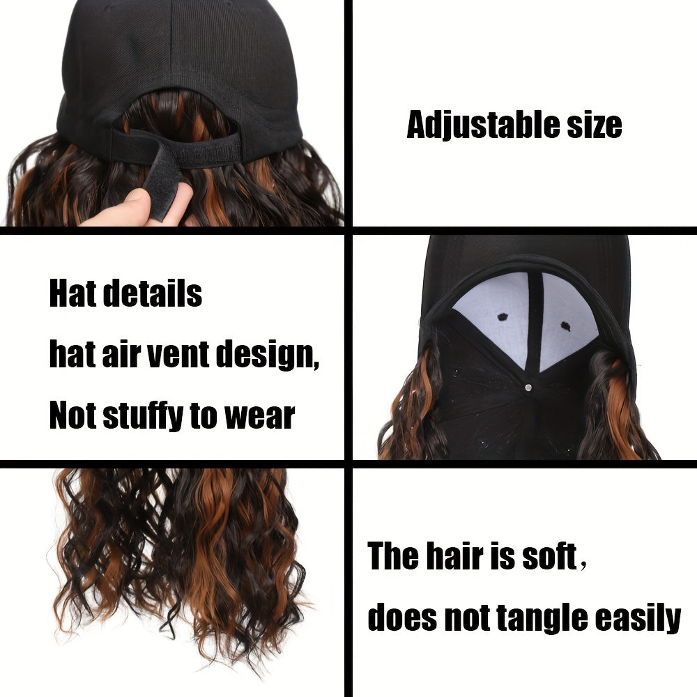 Peruca Boné Estilo Baseball com Cabelo Cacheado 30 centimentros