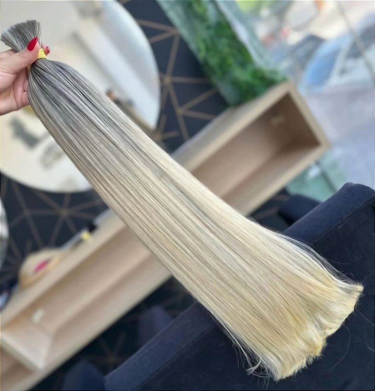Cabelo Brasileiro do Sul Loiro Pérola Liso 100g – Cabelo Humano Natural