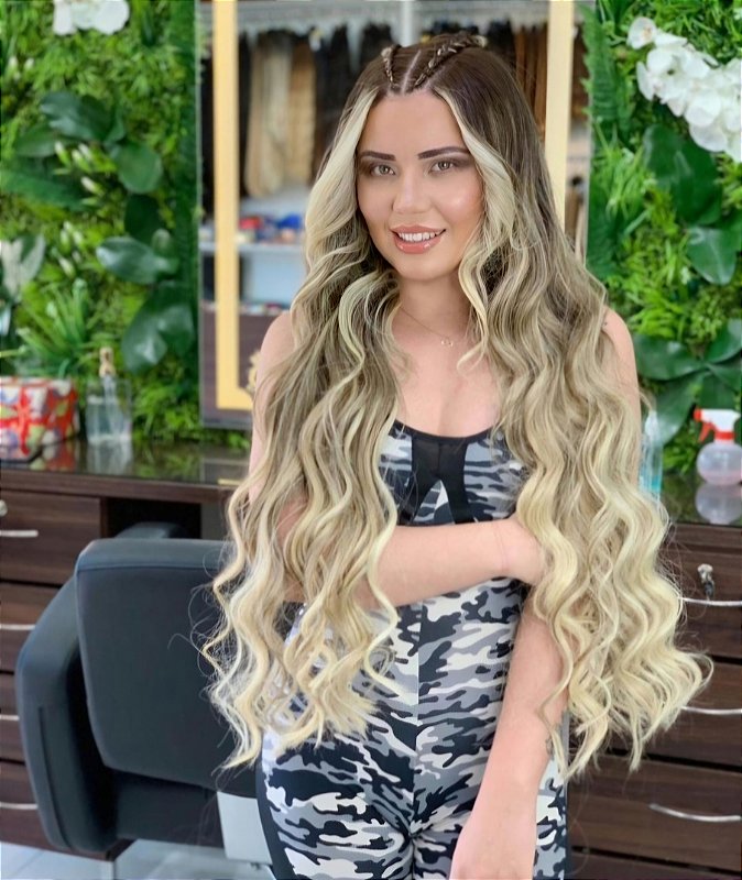 Cabelo Brasileiro do Sul Loiro Pérola Ondulado 100g – foto 3