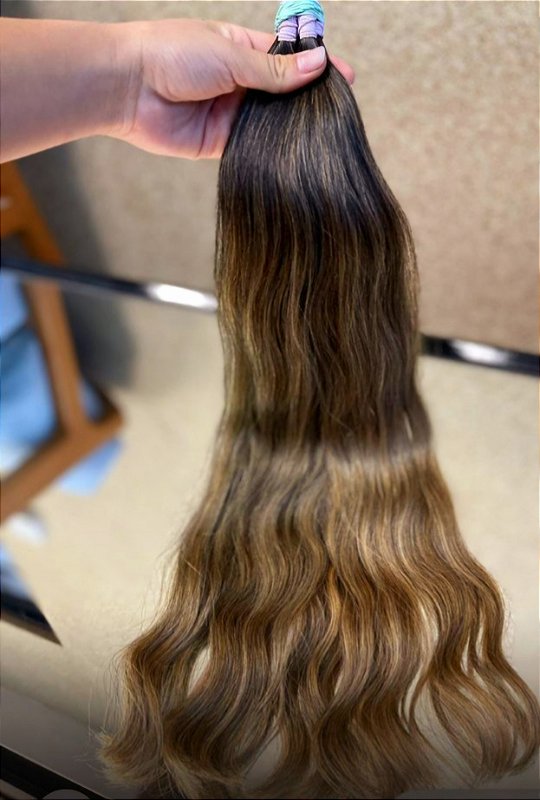 Cabelo Brasileiro do Sul Morena Iluminada Ondulado 50g – Cabelo Humano Natural