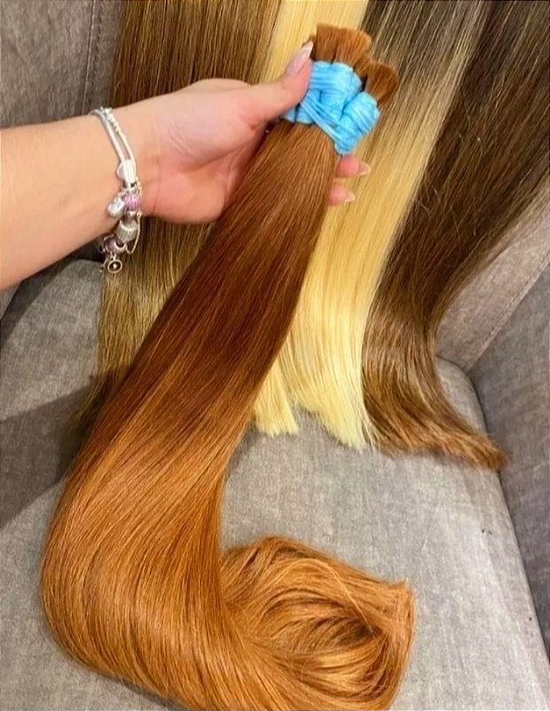 Cabelo Brasileiro do Sul Loiro Mel Liso 100g – foto 3