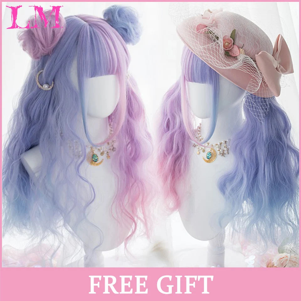 Peruca Rosa de Cosplay com Franja 60 cm – Liso Sintético Resistente ao Calor