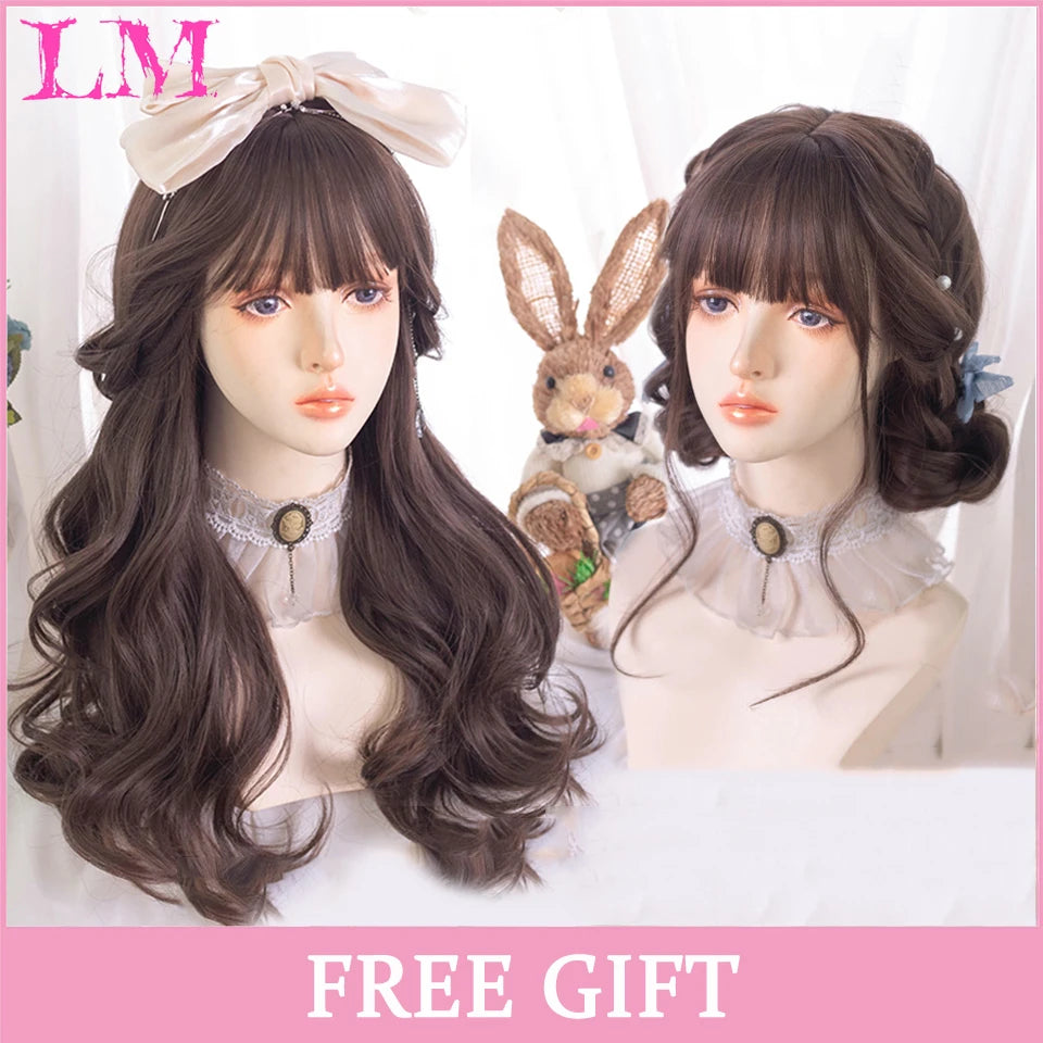 Peruca Rosa de Cosplay com Franja 60 cm – Liso Sintético Resistente ao Calor