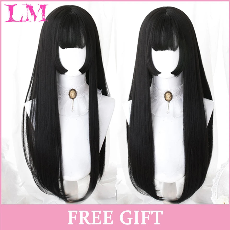 Peruca Rosa de Cosplay com Franja 60 cm – Liso Sintético Resistente ao Calor