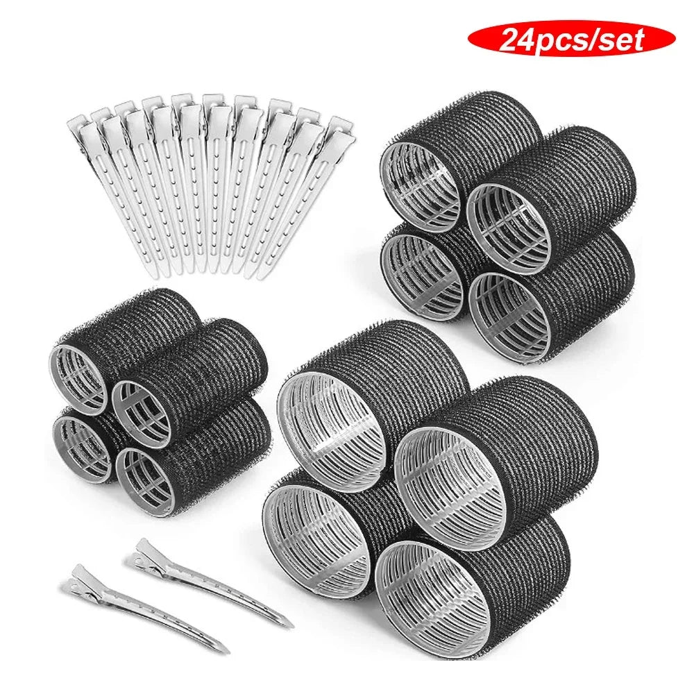 Kit Magic Curlers – 16 ou 24 Unidades  Bobes Autoadesivos Sem Calor | Ondas Naturais | Volume na Franja | Estilo DIY Fácil