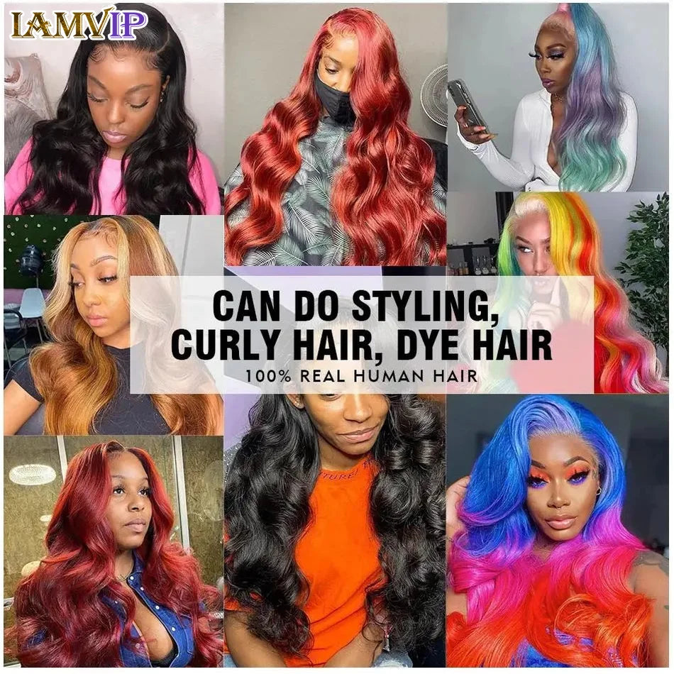 Peruca de Cabelo Humano 250% Densidade Body Wave 13x6 HD Frontal - Lace Brazilian Remy, Pre-plucked, 30-36 inch