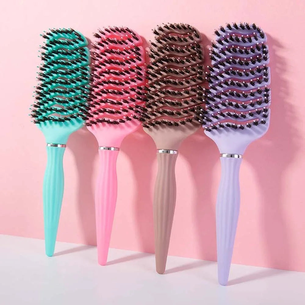 Escova de Massagem Capilar Profissional | Anti-Frizz | Para Cabelos Molhados e Cacheados | Uso Diário e Salão