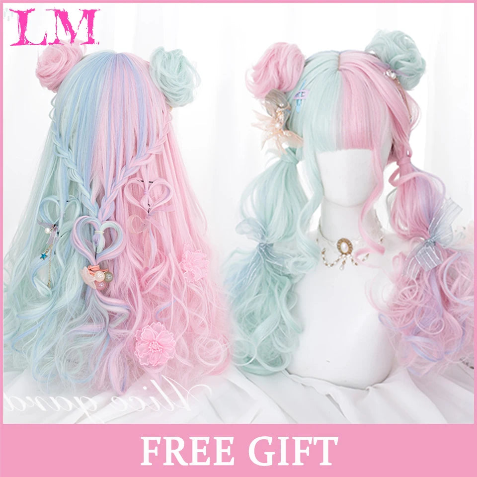 Peruca Rosa de Cosplay com Franja 60 cm – Liso Sintético Resistente ao Calor