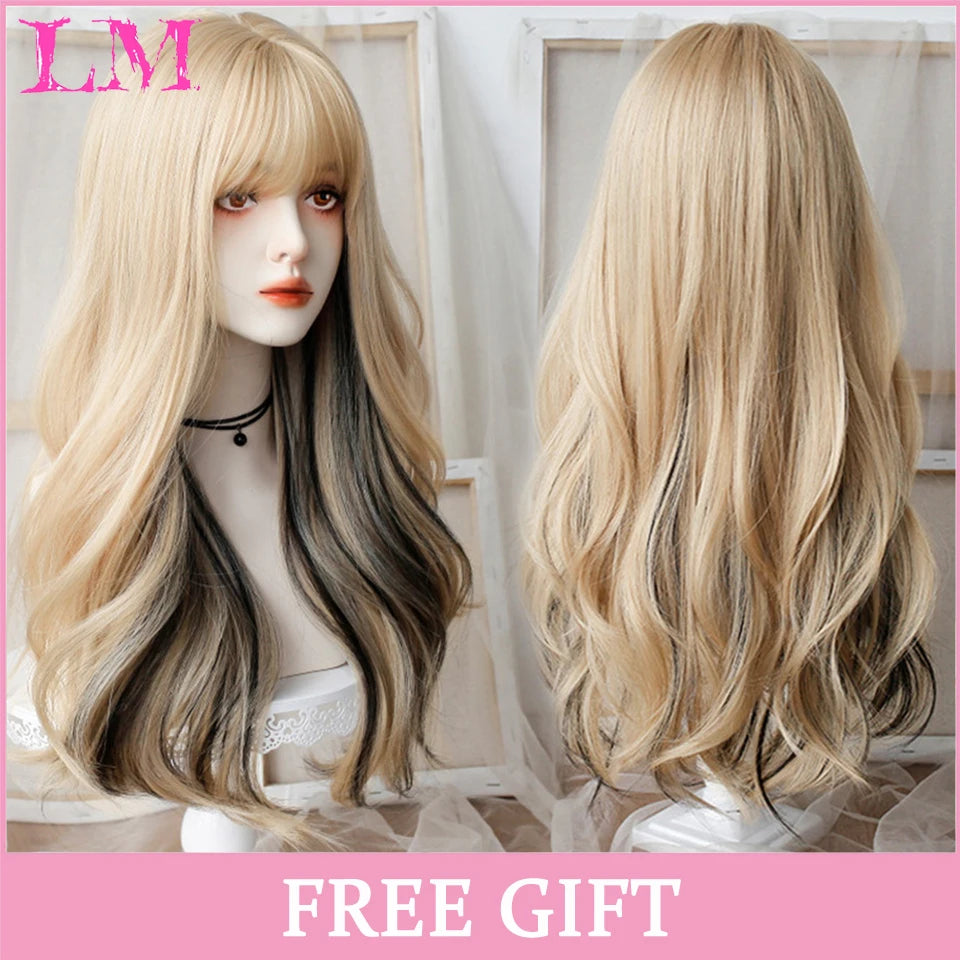 Peruca Rosa de Cosplay com Franja 60 cm – Liso Sintético Resistente ao Calor