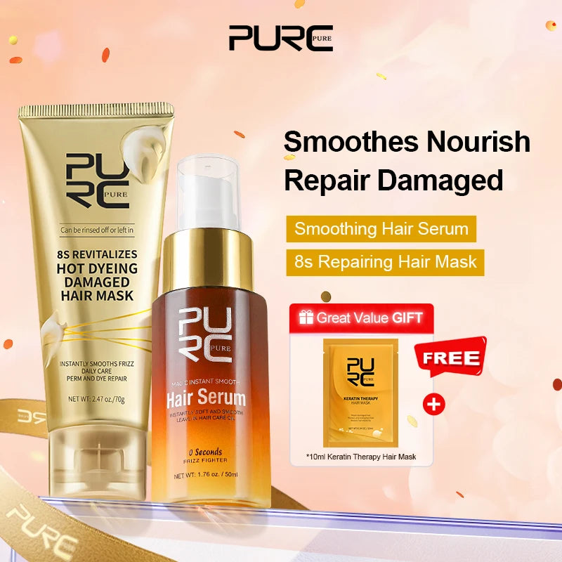 Kit PURC Hair Care – Sérum + Máscara Capilar | Reparação Instantânea | Hidratação Profunda | Fios Mais Fortes e Macios