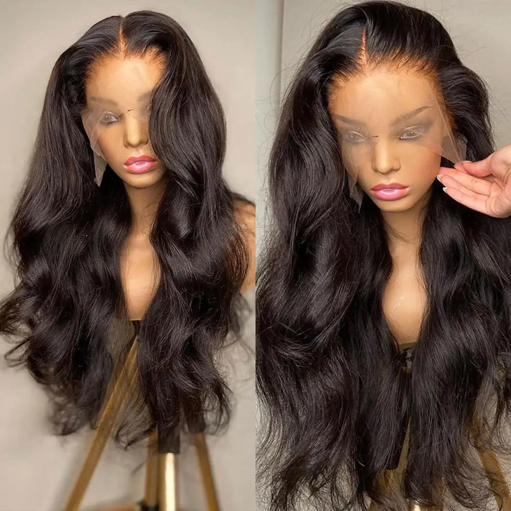 Peruca de Cabelo Humano 250% Densidade Body Wave 13x6 HD Frontal - Lace Brazilian Remy, Pre-plucked, 30-36 inch