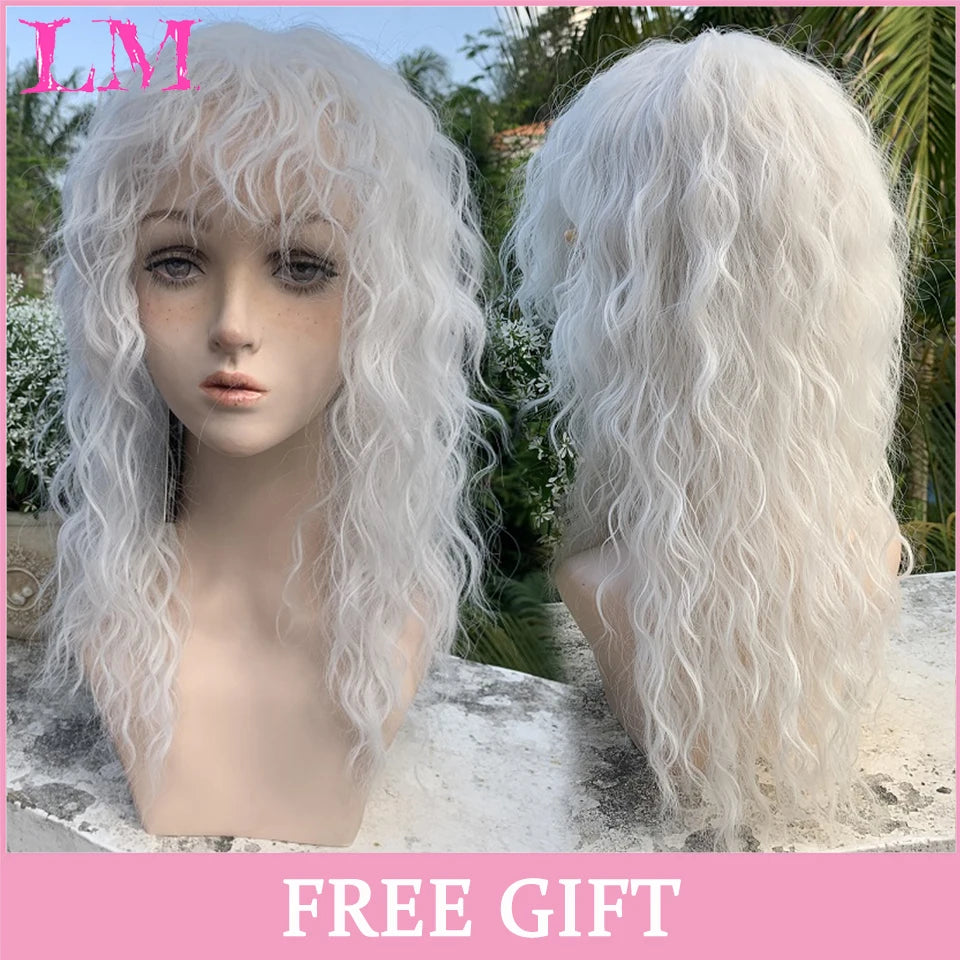 Peruca Rosa de Cosplay com Franja 60 cm – Liso Sintético Resistente ao Calor