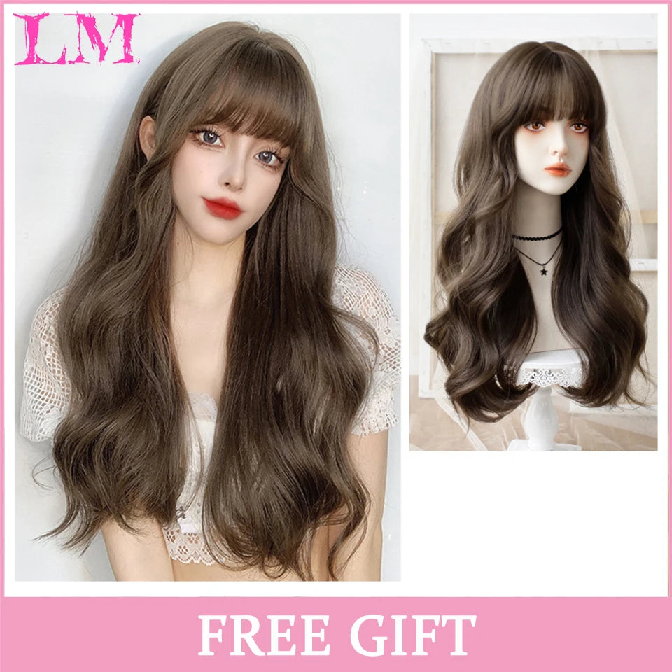 Peruca Rosa de Cosplay com Franja 60 cm – Liso Sintético Resistente ao Calor