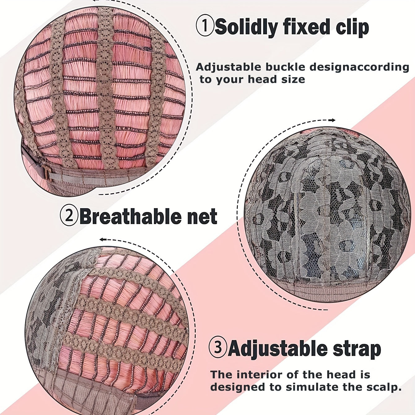 Peruca Sintética Rosa Ondulada com Franja